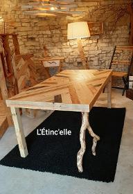 Table bois et branche recyclé