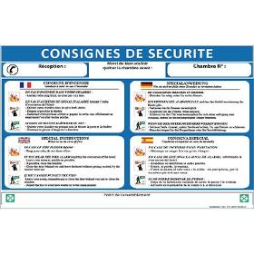 Panneau consignes de securite pour chambre hotel 4...