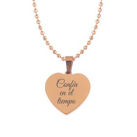 Pendentif cœur acier rose personnalisé - 2484