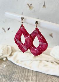 Boucles d'oreilles fake stone fushia ~