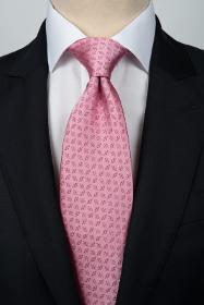 Cravate rose à motifs + pochette assortie