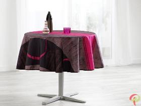 Nappe ronde anti tâche – Géométrie & fantaisie rose