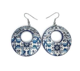 MADISON - BOUCLES D'OREILLES CReOLES CARREAUX PORTUGAIS					