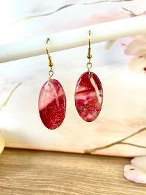 Boucles d'oreilles fake stone rubis pendants ovales