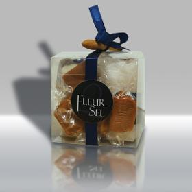 CUBE CADEAU, Sel Gris fin, Fleur de sel et Caramels