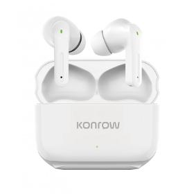 Konrow KTWSBT - Écouteurs Bluetooth (Version 5.2, Blanc)