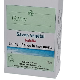 Savon végétal. Laurier, chlorophylle, vitamines C, E.