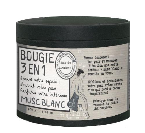 BOUGIE VEGETALE MUSC BLANC 3 EN 1