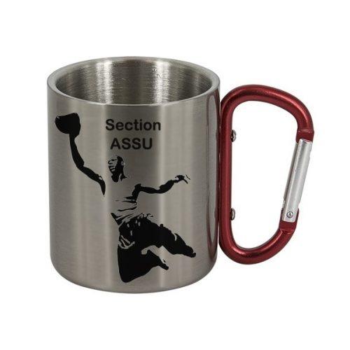 Mini mug métal Inox mousqueton 220 ml