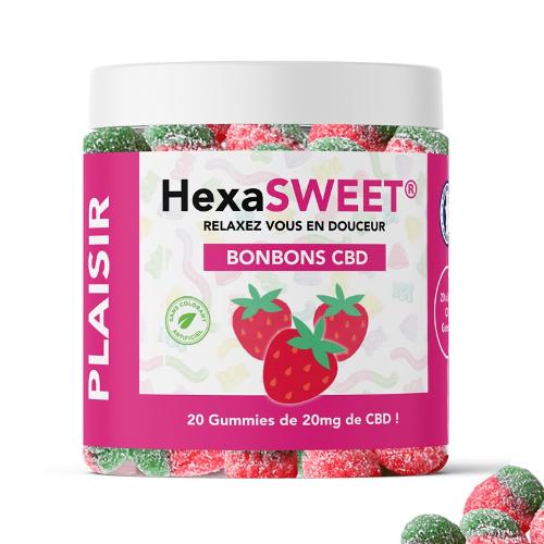 Boite 20 Gummies CBD 20mg Fraises HexaSweet