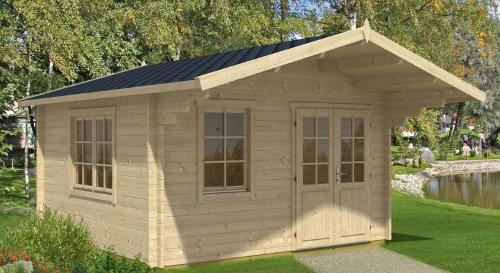 CABANON EN BOIS AVEC AUVENT “MARCUS B” 15M² 44MM