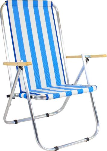 Chaise longue / chaise de plage filet blanc-bleu 150 kg