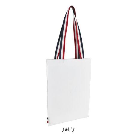 Tote bag avec anses tricolore en coton canvas, 235 g/m²