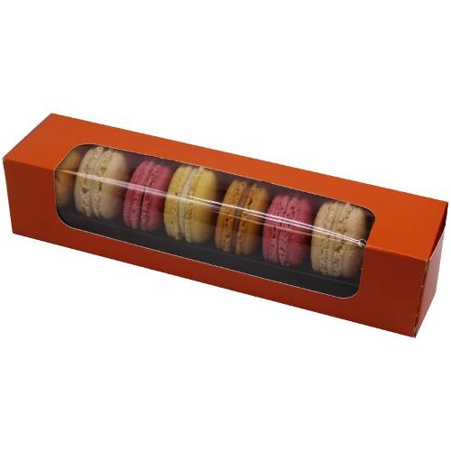 Boite orange pour 8 macarons en carton