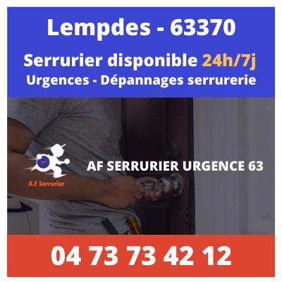 Serrurier sur Lempdes -24h/24 et 7j/7