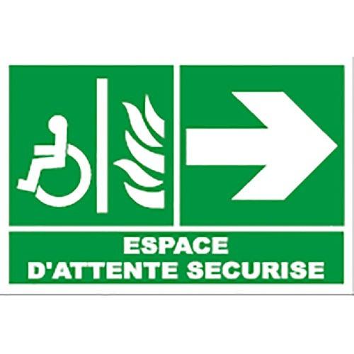 Panneau d'évacuation espace d'attente securise fleche...