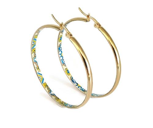 Bia - Boucles D'oreilles Hoop Tuile Or