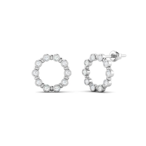 Boucles d'Oreilles Pavé Circulaire avec Accents de Pierres P