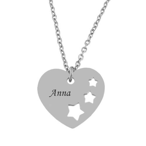 Pendentif cœur étoile acier personnalisé - 2145