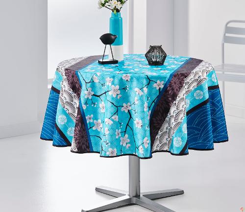 Nappe ronde anti tâche – Bleu et Fraîche