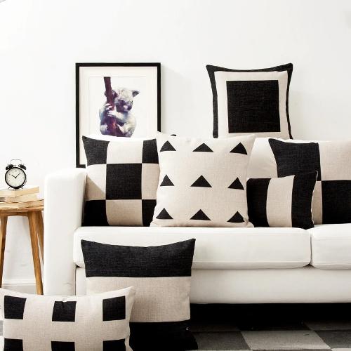 Housse de coussin noir et blanc