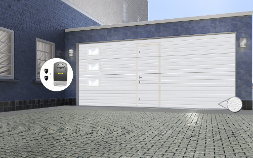 Porte de garage Sectionnelle 5000mm x 2000mm- Blanc RAL 9010 - Kit Skymaster