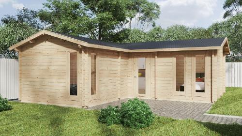 CHALET EN BOIS HABITABLE 2 CHAMBRES “DEVON 2” 40M² 70MM