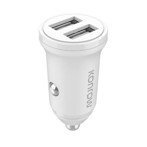 Konrow KCC12AAW - Adaptateur Allume Cigare 2 Ports USB (12W, Blanc)