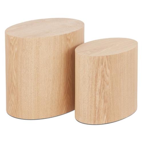 Set de 2 tables d'appoint design RUSSEL (finition naturelle)