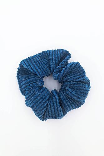 Scrunchie velours côtelé bleu saphir