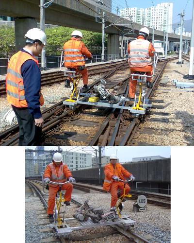 Vélo-rail d'inspection de la voie et d'interventions urgentes