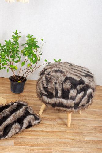 Mixed Real Fur Stool