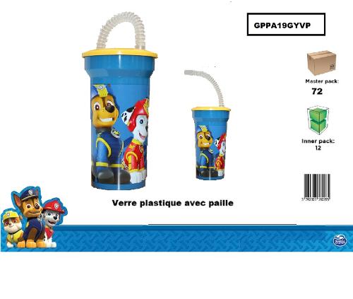 Verre plastique avec paille - PAW PATROL