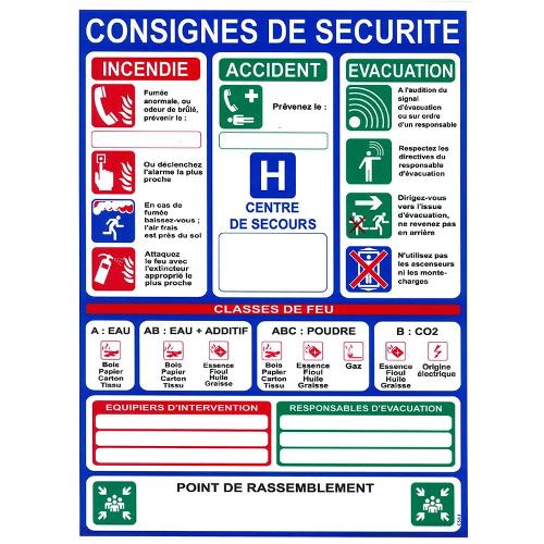 Panneau consignes de securite A3