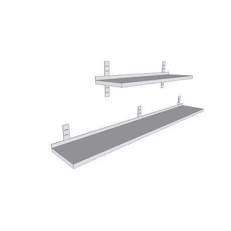 Étagère murale en inox sur crémaillères 