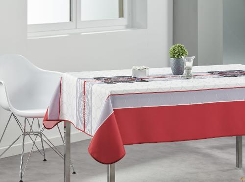 Nappe rectangulaire anti tâche – Moderne rouge et blanche