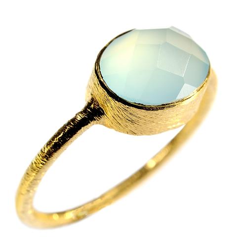 BAGUE PLAQUÉ OR "DROP" AQUA CHALCY