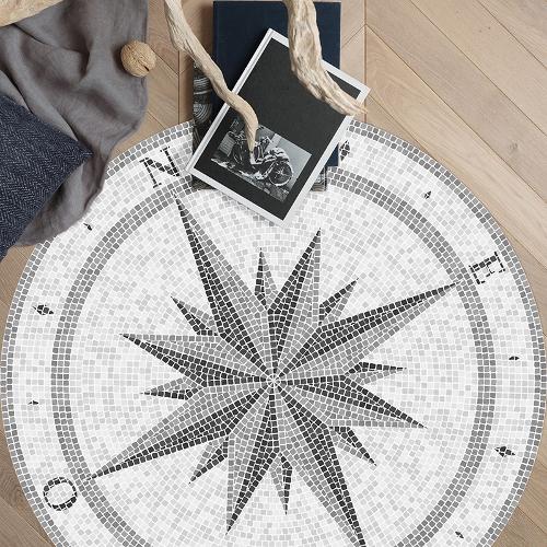 Tapis Vinyle Rond Compass Rose