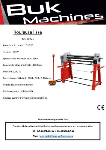 Rouleuse de tôles 1020 x 2 mm