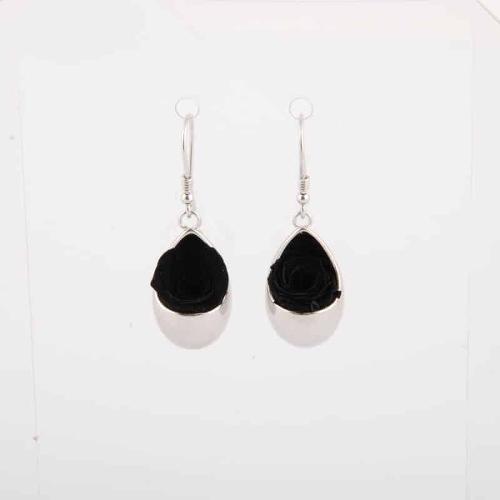 Boucles d’oreilles Goutte avec des roses noires