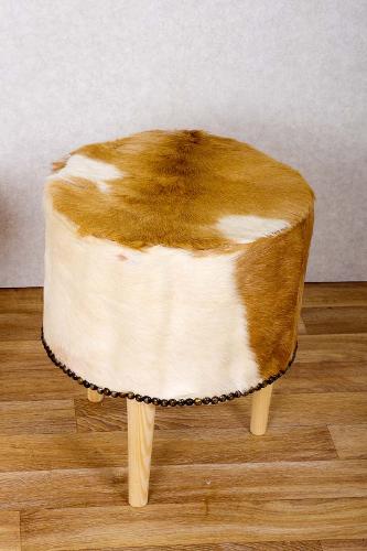 Foot Stool With Cowhide