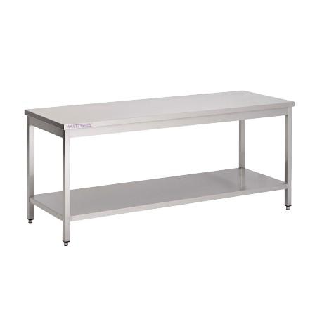 TABLE INOX CENTRALE L700XP700XH850MM AVEC SOUS TABLETTE