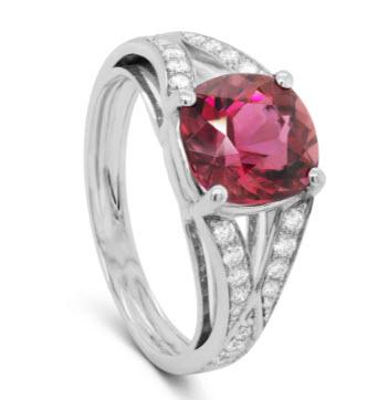 Bague Tourmaline rose antique coussin 2.43 cts / 28 bts - 0.31 ct 01018