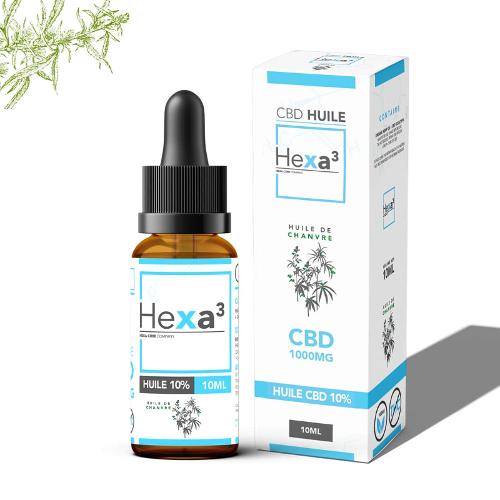 Huile CBD 10% au chanvre Bio 10ml Hexa3