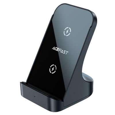 Acefast chargeur à induction 15W sans fil Qi stand support de téléphone gris