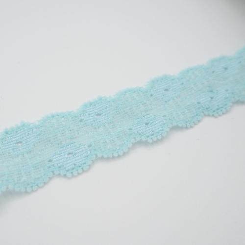 Galon de dentelle Jacquard élastique uni bleu ciel à fleurs