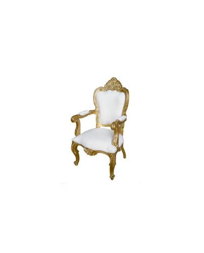 Fauteuil baroque doré et blanc Carved