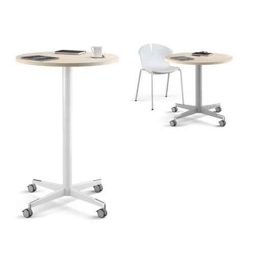 Table Ronde Ø 80 cm Mobile Réglable Hauteur COLUMBIA