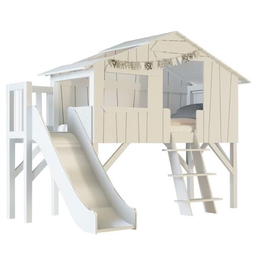 CABANE SIMPLE & TOBOGGAN + PLATE-FORME (MDF+SAPIN)