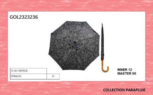 PARAPLUIE LONG FOND NOIR, OUVERTURE AUTOMATIQUE IM